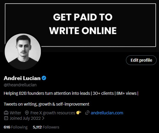 X Profile — 5.1K followers